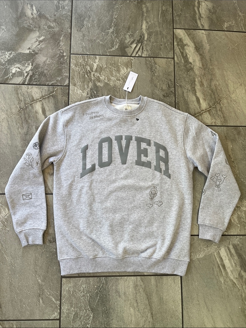 🤍 NWT Mayfair Group For Dynamite Lover Crewneck Sweatshirt Grey Size S/M